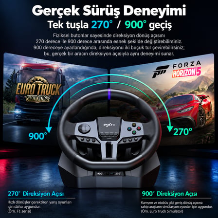PXN V9 GEN2 PC-XBOX One/Series-PS4 Uyumlu Direksiyon Seti