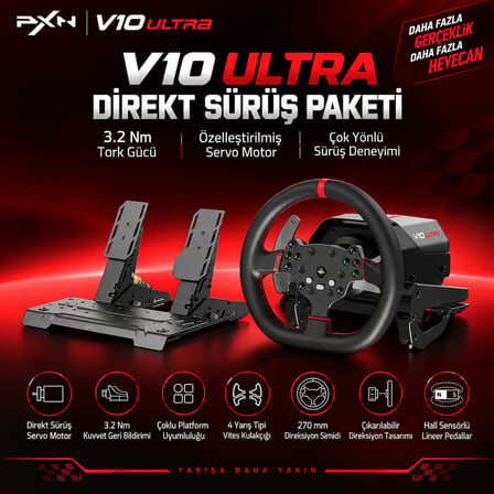 PXN V10 Ultra PC-XBOX One/Series-PS4 Uyumlu Direksiyon Seti