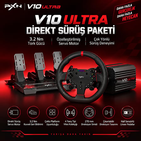 PXN V10 Ultra PC-XBOX One/Series-PS4 Uyumlu Direksiyon Seti