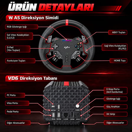 PXN VD6 Bundle Direksiyon Seti