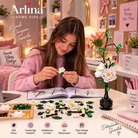 Arlina Home Kids Serene Indigo Yapı Oyuncakları 324 Parça Beyaz Siyah