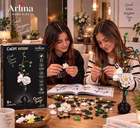 Arlina Home Kids Serene Indigo Yapı Oyuncakları 324 Parça Beyaz Siyah