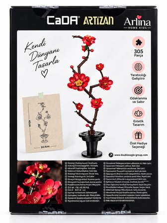 Arlina Home Kids Silk Blossom Yapı Oyuncakları 305 Parça Siyah Gri Kırmızı