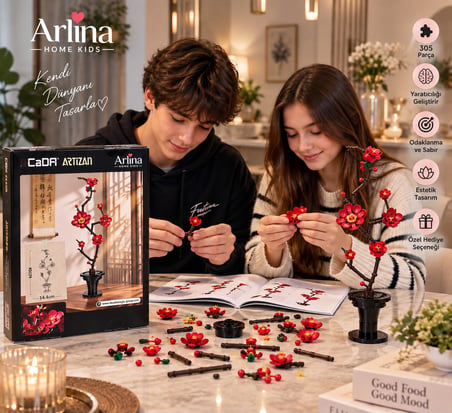 Arlina Home Kids Silk Blossom Yapı Oyuncakları 305 Parça Siyah Gri Kırmızı