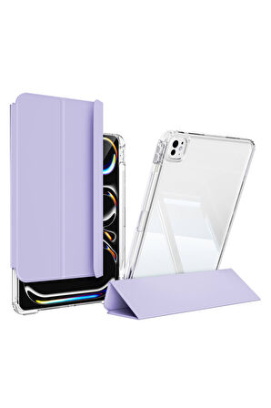 iPad Pro 11 2024 Uyumlu Airbagli Manyetik Ayrılabilen Fuchsia Sliding Tablet Kılıfı