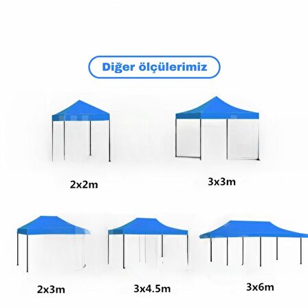 Dilek Branda Outdoors Premium Serisi Altıgen Profil Gri 3x3 Katlanır Makaslı Çardak