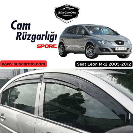 Seat Leon Mk2 2005-2012 Uyumlu Mugen Cam Rüzgarlığı Seti Piano Black 4'lü İthal Parlak Siyah