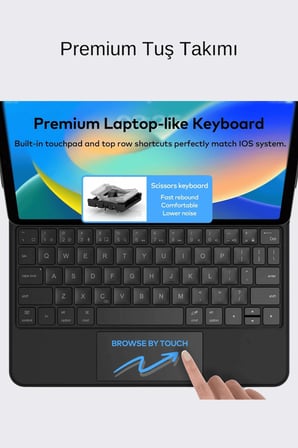 iPad 11. Nesil A16 2025 Uyumlu Magic Style Manyetik Yapışmalı Klavyeli Tablet Kılıfı