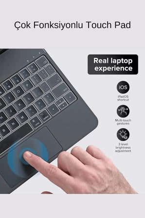 iPad 11. Nesil A16 2025 Uyumlu Magic Style Manyetik Yapışmalı Klavyeli Tablet Kılıfı