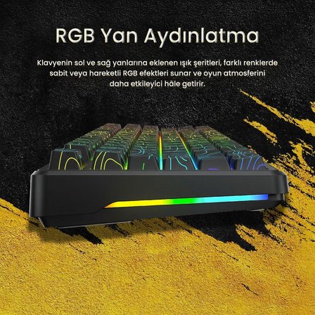 Aula F87 PRO Mekanik RGB TKL Kayhua İntelligent Switch Kablosuz Makrolu Hot Swap Klavye Desenli Siyah