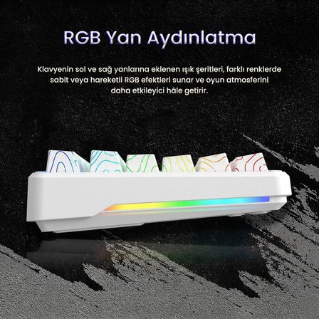Aula F87 PRO Mekanik RGB TKL Kayhua İntelligent Switch Kablosuz Makrolu Hot Swap Klavye Desenli Beyaz