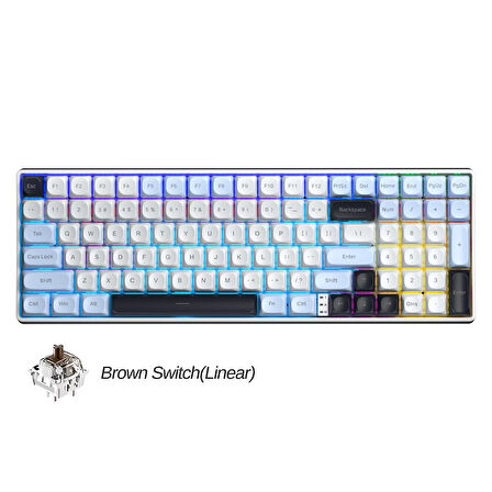 Aula S100 Pro Brown Switch How Swap RGB Mekanik Klavye Bluetooth Kablolu Kablosuz Bağlantı Buz Mavisi