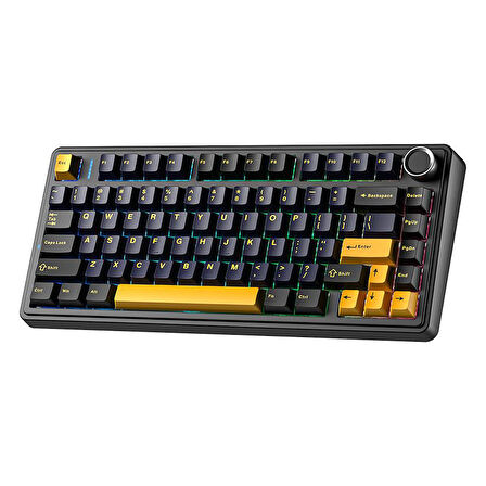 Aula F75 Mekanik RGB TKL Gray Switch Kablosuz Makrolu Hot Swap Klavye Siyah