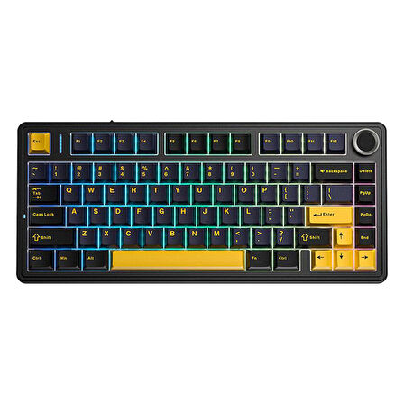 Aula F75 Mekanik RGB TKL Gray Switch Kablosuz Makrolu Hot Swap Klavye Siyah