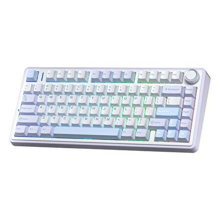 Aula F75 Mekanik RGB TKL Gray Switch Kablosuz Makrolu Hot Swap Klavye Buz Mavisi