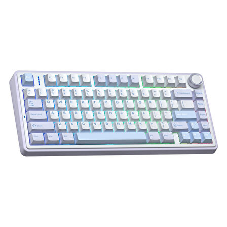 Aula F75 Mekanik RGB TKL Gray Switch Kablosuz Makrolu Hot Swap Klavye Buz Mavisi