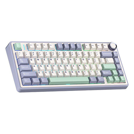 Aula F75 Mekanik RGB TKL Gray Switch Kablosuz Makrolu Hot Swap Klavye Pastel