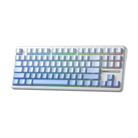 Aula F87 PRO Mekanik RGB TKL GrayWood V4 Switch Kablosuz Makrolu Hot Swap Klavye Gradyan Mavi