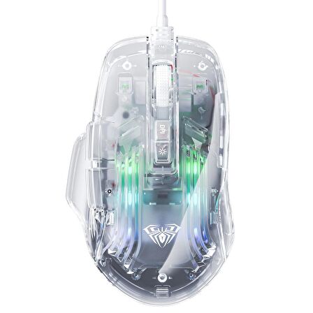 Aula S80 7200DPI 7 Tuşlu RGB Şeffaf Optik Oyuncu Gaming Mouse