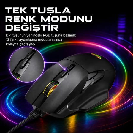 Aula F815 12800DPI Rainbow 7 Tuşlu Makro Optik Gaming Oyuncu Mouse