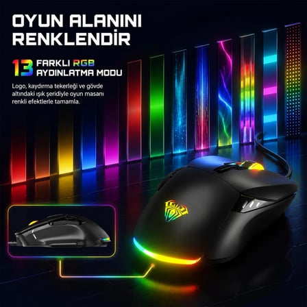 Aula F815 12800DPI Rainbow 7 Tuşlu Makro Optik Gaming Oyuncu Mouse