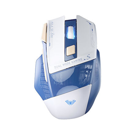 Aula SC550 4800DPI 7 Tuşlu Makrolu 2.4GHz Kablosuz Optik RGB Oyuncu Mouse Mavi