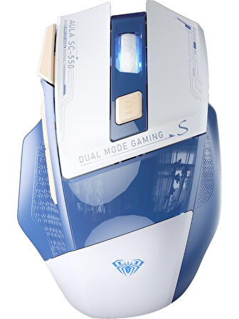 Aula SC550 4800DPI 7 Tuşlu Makrolu 2.4ghz Kablosuz Optik Rgb Oyuncu Mouse Mavi OUTLET