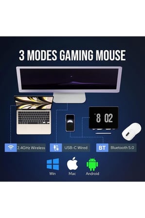 Aula SC580X Süper Hafif Kablosuz Oyun Faresi Üç Modlu 10000 DPI Şarj Edilebilir Kablosuz Fare