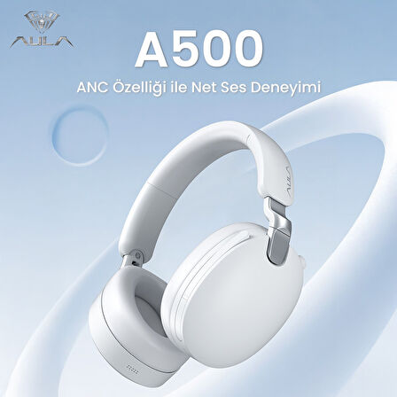 AULA A500 Hybrid ANC 2.4GHz Kablosuz ve Bluetooth 5.4 AUX Mikrofonlu Kulak üstü Kulaklık Siyah