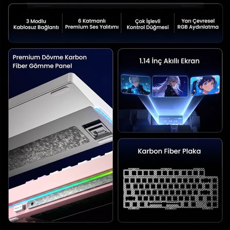 Aula Nova75 Mekanik RGB Klavye TKL Meteor Ice Cream Switch Tri Mode Kablosuz Makrolu Hot Swap Gaming Oyuncu Klavyesi Kırmızı