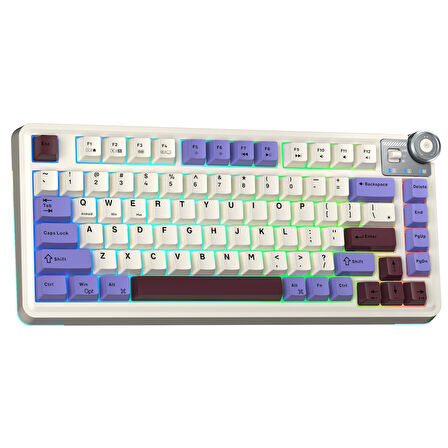 Aula AU75 3 Modlu RGB Hot Swap Mekanik TKL Seiya Switch Kablosuz Makrolu Klavye Bej