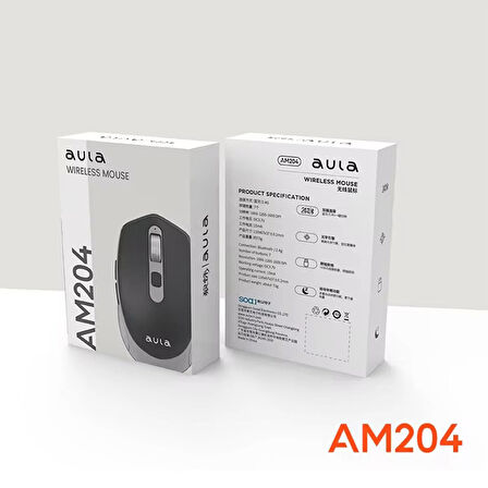 Aula AM204 Çift Modlu Bluetooth ve Kablosuz 1600DPI Şarj Edilebilir Optik Mouse Beyaz