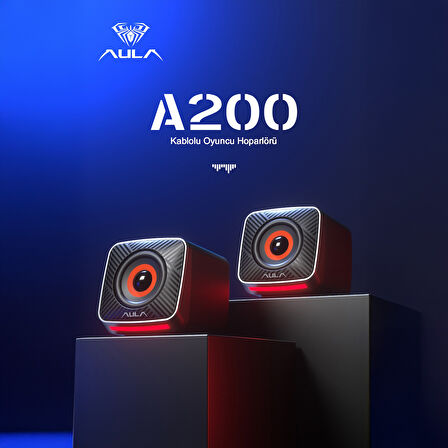 Aula A200 RGB Işıklı Masaüstü Gaming 3.5mm Jack Bilgisayar Pc Hoparlörü