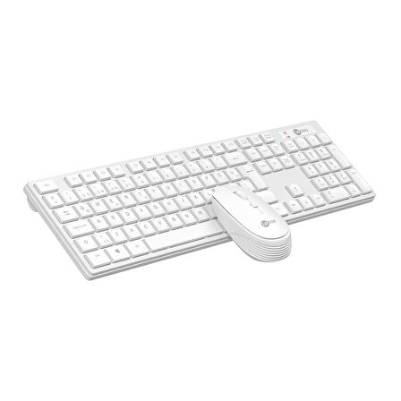 Lenovo Lecoo KM2001 Kablosuz Türkçe Q Klavye & Mouse Set Beyaz