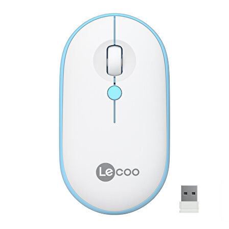 Lenovo Lecoo WS212 Kablosuz 1600DPI 4 Tuşlu Optik Mouse Beyaz & Mavi