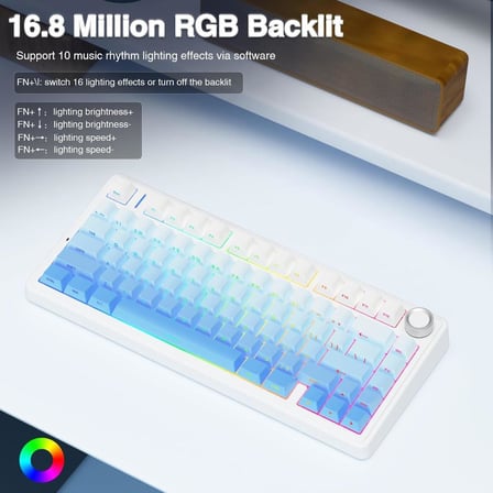 Aula F75 Mekanik Rgb Tkl Seiya Switch Kablosuz Makrolu Hot Swap Klavye Gradyan Mavi - OUTLET