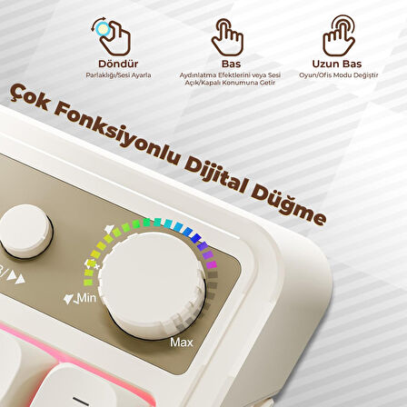 Aula S99 Retro RGB Gaming 3 Modlu Bluetooth/2.4GHz/USB-C Kablosuz Makrolu Türkçe Q Klavye Lacivert