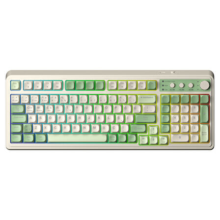 Aula S99 Retro RGB Gaming 3 Modlu Bluetooth/2.4GHz/USB-C Kablosuz Makrolu Türkçe Q Klavye Yeşil