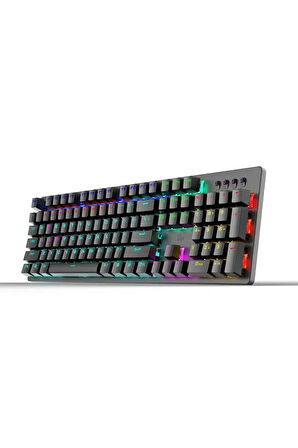 GK100F Mekanik Gaming Klavye RGB Işıklı Kablolu Klavye Şık Zafir Modern Tasarım Türkçe Q Klavye