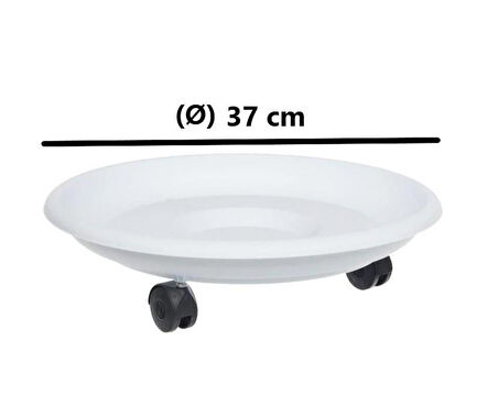 Omnipazar SO-TT03 Tekerlekli Saksı Tabağı No 3 Beyaz 3 Adet