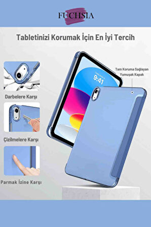 Tab M10 TB-328F Uyumlu Katlanabilir Standlı Fuchsia Smart Cover Tablet Kılıfı