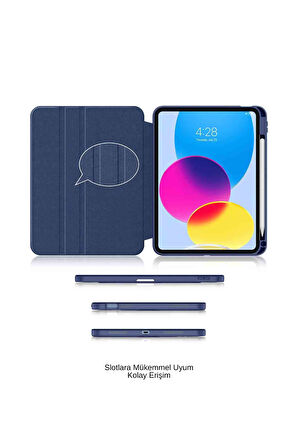 iPad Air 11 2025 M3 Çip Uyumlu 360° Dönebilen Yatay Dikey Standlı Fuchsia Pino Tablet Kılıfı