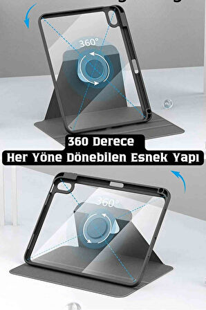 iPad Air 11 2025 M3 Çip Uyumlu 360° Dönebilen Yatay Dikey Standlı Fuchsia Pino Tablet Kılıfı