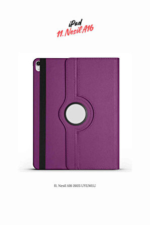 iPad 11. Nesil 2025 A16 Uyumlu 360° Yatay Dikey Dönebilen Deri Tablet Kılıfı