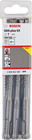 Bosch SDS-Plus 5X Matkap Uç 7x100x160mm Taş ve Beton 10'lu Paket