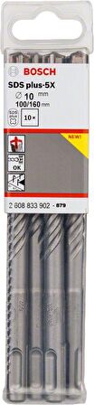 Bosch SDS-Plus 5X Matkap Uç 10x100x160mm Taş ve Beton 10'lu Paket