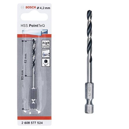 Bosch Hss Point TeQ Hex Metal Matkap ucu 4,2mm  - 2608577524