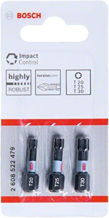 Bosch ImpactC Torx Bits Ucu T20/25/30 x 25 mm 3'lü 2608522479
