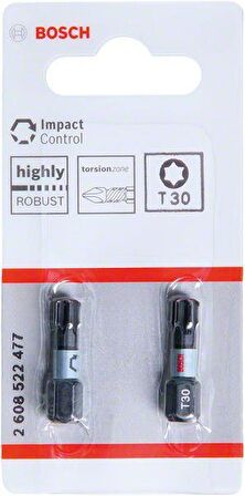 Bosch ImpactC Torx Bits Ucu T30 x 25 mm 2'li 2608522477