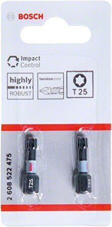 Bosch ImpactC Torx Bits Ucu T25 x 25 mm 2'li 2608522475